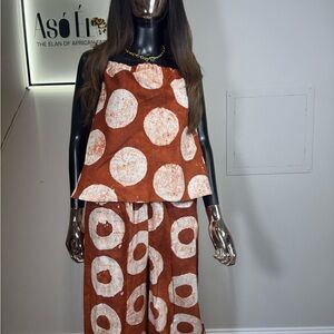 Adunni Adire 2-piece Pant set in Terracota